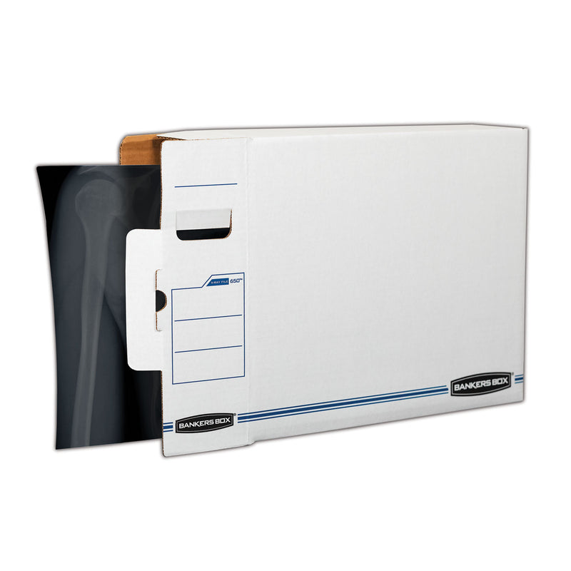 Bankers Box X-Ray Storage Boxes, 5" x 18.75" x 14.88", White/Blue, 6/Carton