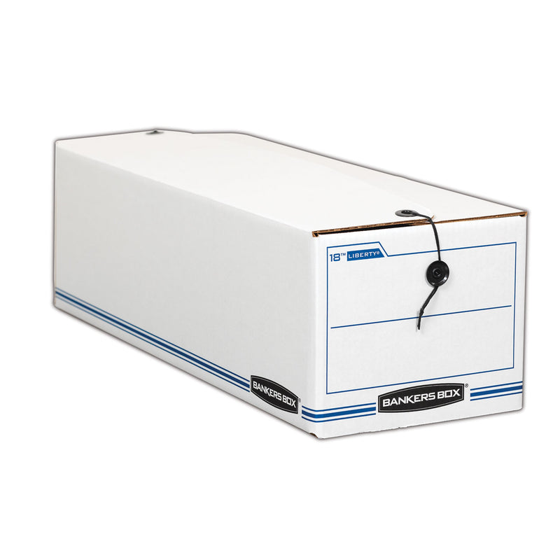 Bankers Box LIBERTY Check and Form Boxes, 9" x 24.25" x 7.5", White/Blue, 12/Carton