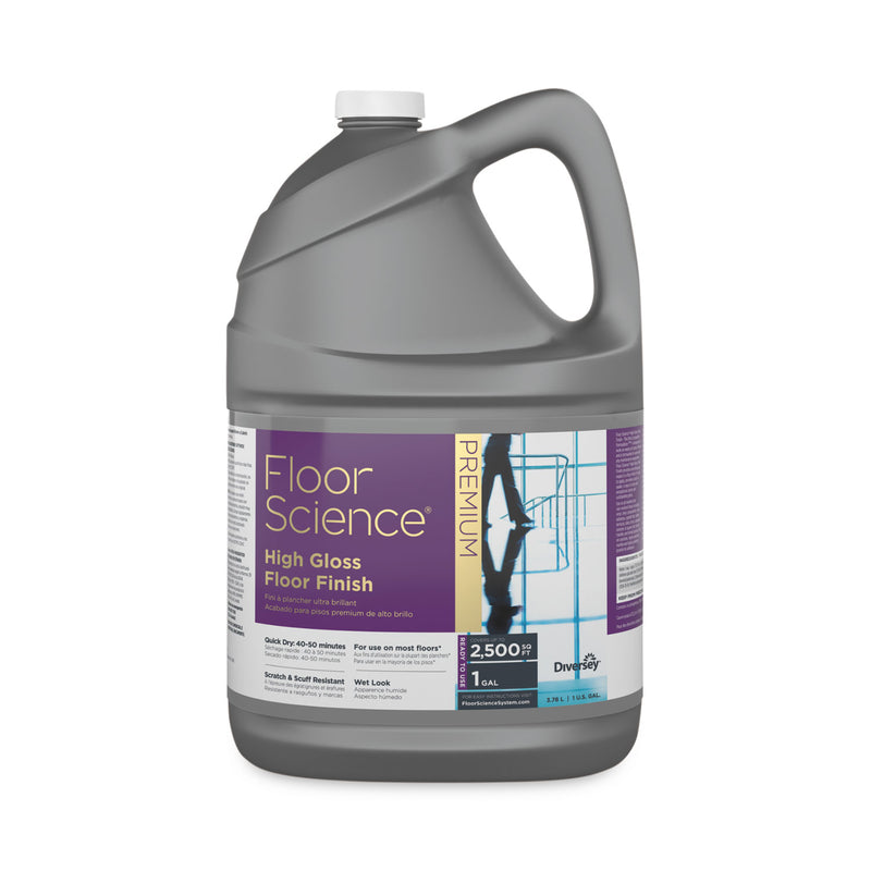 Diversey Floor Science Premium High Gloss Floor Finish, Clear Scent, 1 gal Container,4/CT