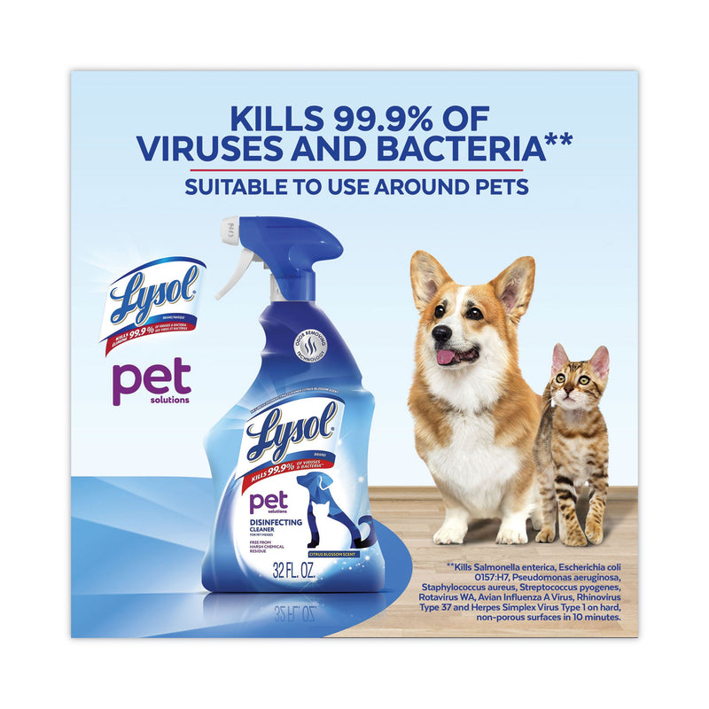 LYSOL Pet Solutions Disinfecting Cleaner, Citrus Blossom, 32 oz Trigger Bottle, 9/Carton