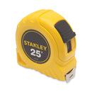 Stanley Bostitch Power Return Tape Measure, Plastic Case, 1" x 2 5ft, Yellow