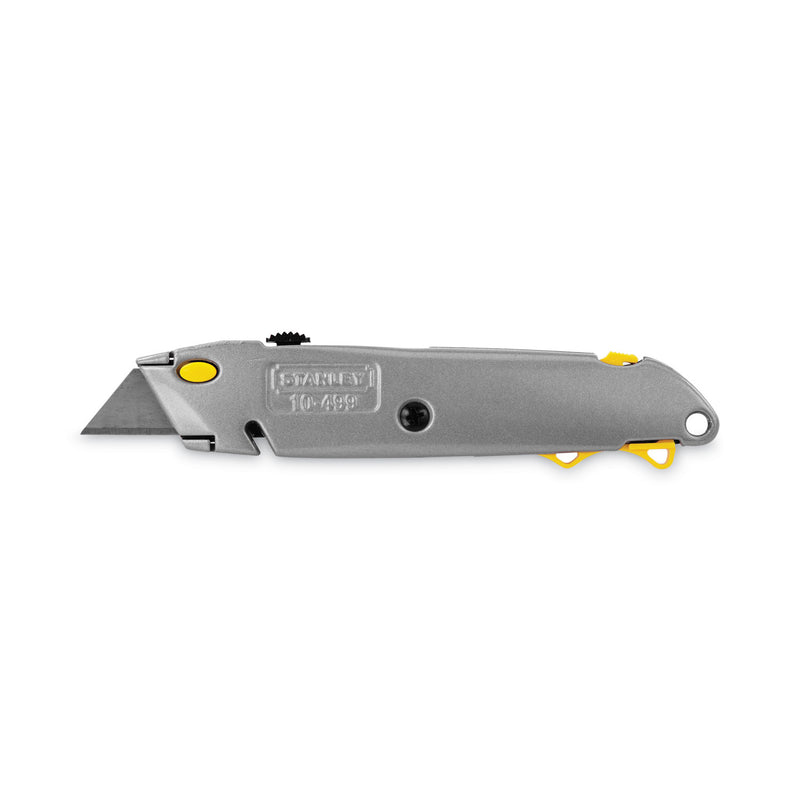 Stanley Quick-Change Utility Knife with Retractable Blade and Twine Cutter, 6" Metal Handle, Gray