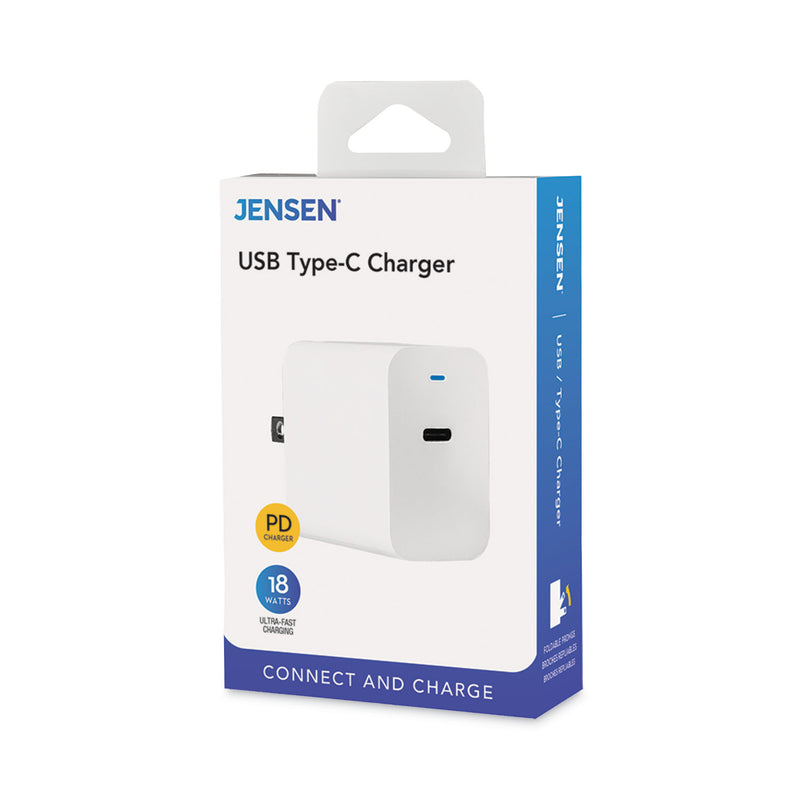 JENSEN USB Type C Charger, 18 W, White