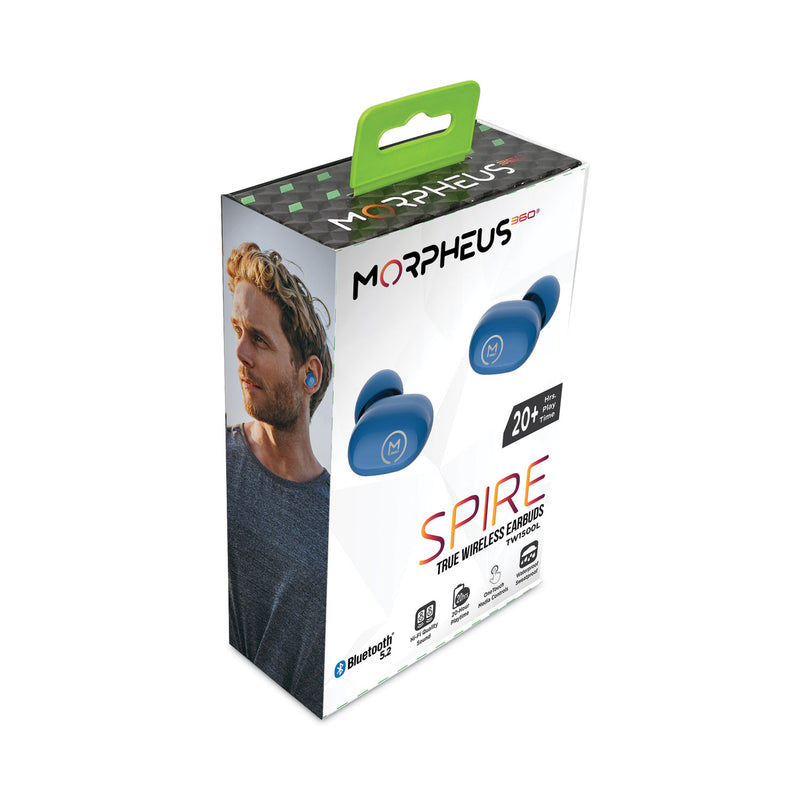 Morpheus 360 Spire True Wireless Earbuds Bluetooth In-Ear Headphones with Microphone, Island Blue
