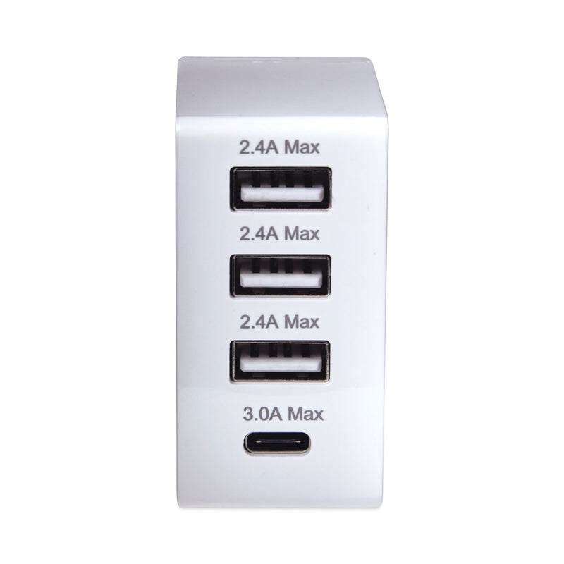 JENSEN 4-Port USB and Type-C Wall Charger, White