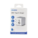 JENSEN USB/Type C Wall Charger, White