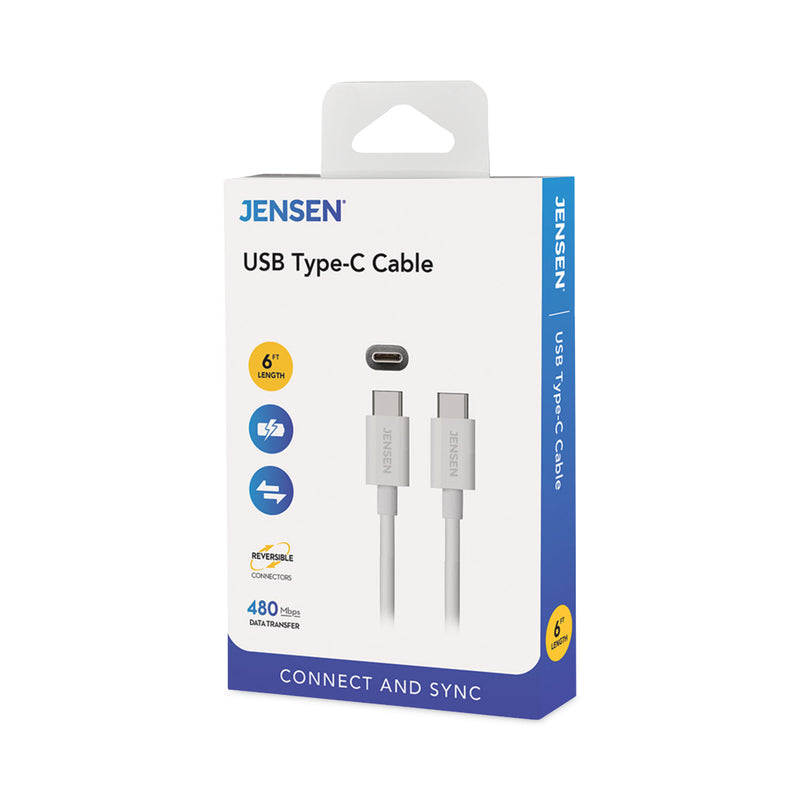 JENSEN USB-C 3.1 Type-C, 480 Mbps, 6 ft, White