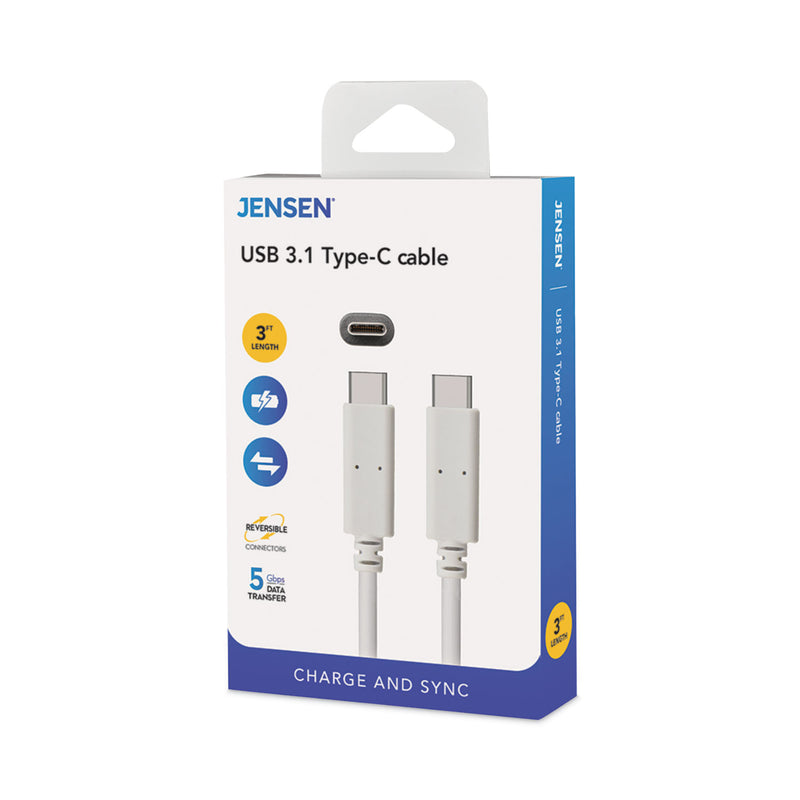 JENSEN USB-C 3.1 Type-C, 5 Gbps, 3 ft, White