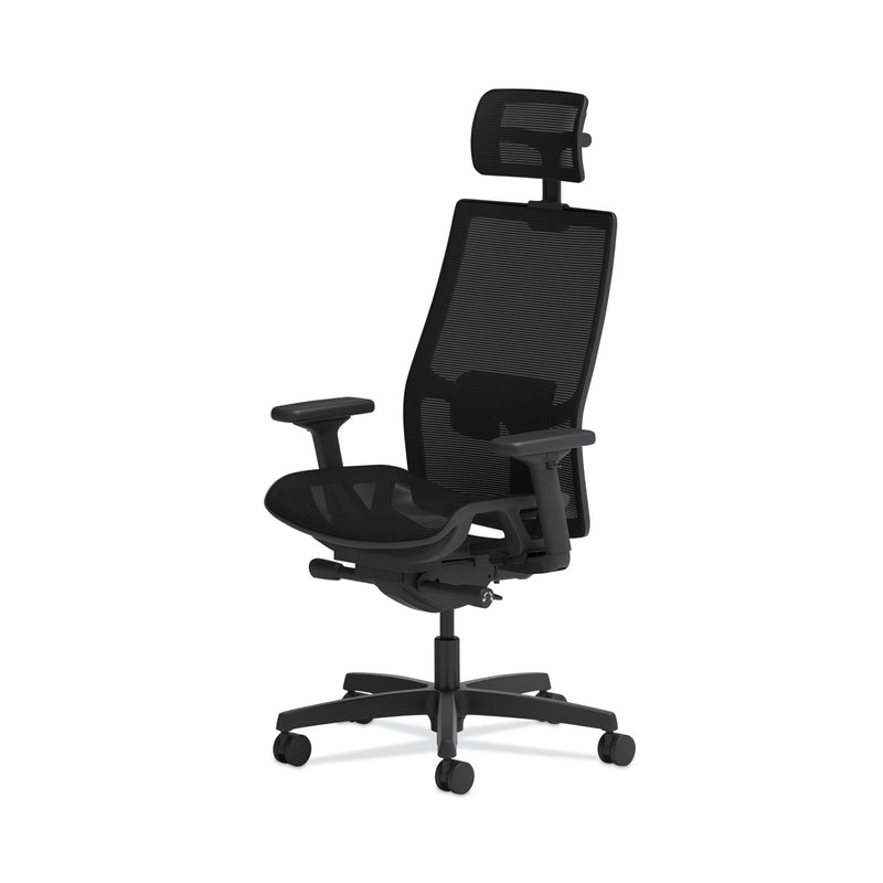 HON Ignition 2.0 4-Way Stretch Mesh Back and Seat Task Chair, Supports Up to 300 lb, 17" to 21" Seat, Black Seat, Black Base