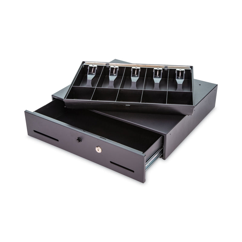 CONTROLTEK Metal Cash Drawer, Coin/Cash, 10 Compartments, 16 x 11.25 x 2.25, Black