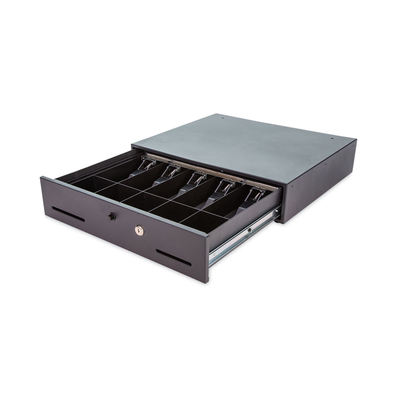 CONTROLTEK Metal Cash Drawer, Coin/Cash, 10 Compartments, 16 x 11.25 x 2.25, Black