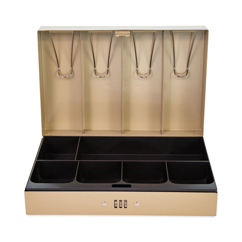 CONTROLTEK Heavy Duty Lay Flat Cash Box, 6 Compartments, 11.6 x 7.9 x 3.7, Sand