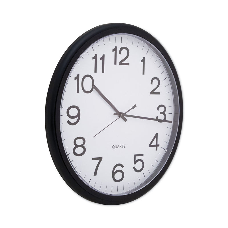Universal Round Wall Clock, 13.5" Overall Diameter, Black Case, 1 AA (sold separately)