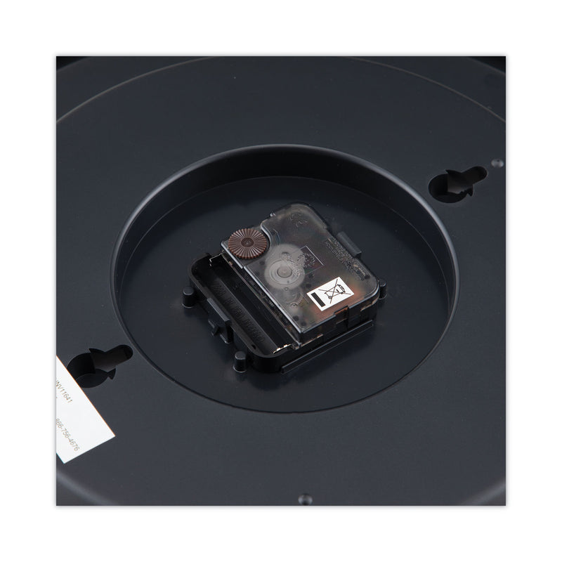 Universal Round Wall Clock, 13.5" Overall Diameter, Black Case, 1 AA (sold separately)