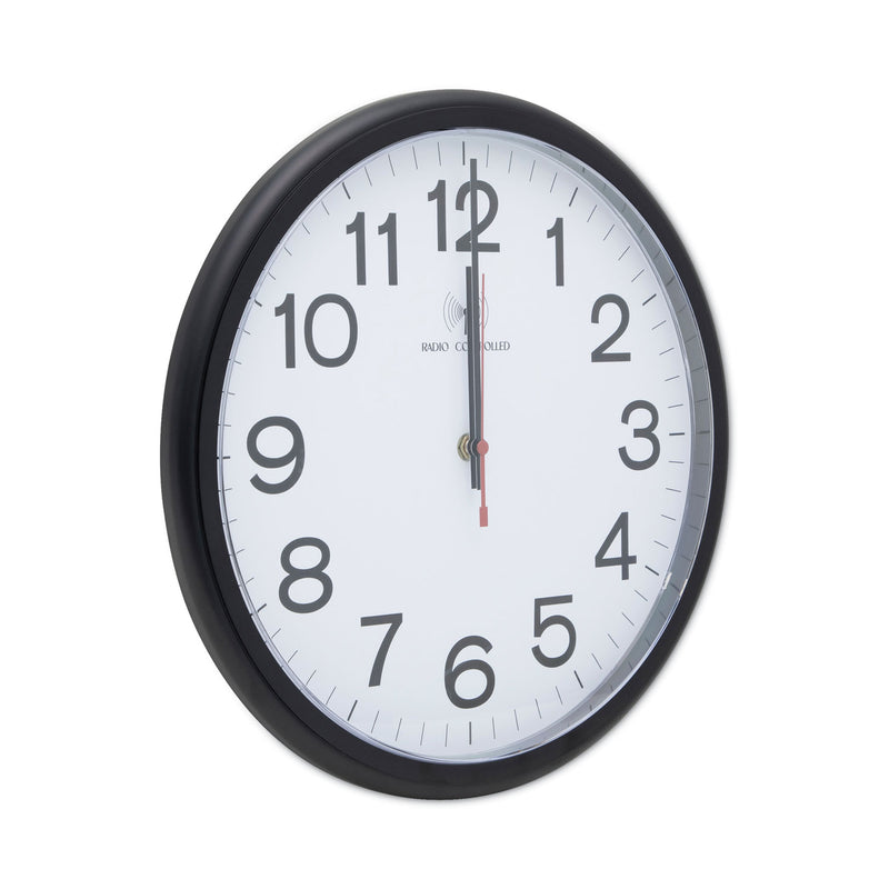 Universal Deluxe 13 1/2" Indoor/Outdoor Atomic Clock, 13.5" Overall Diameter, Black Case, 1 AA (sold separately)