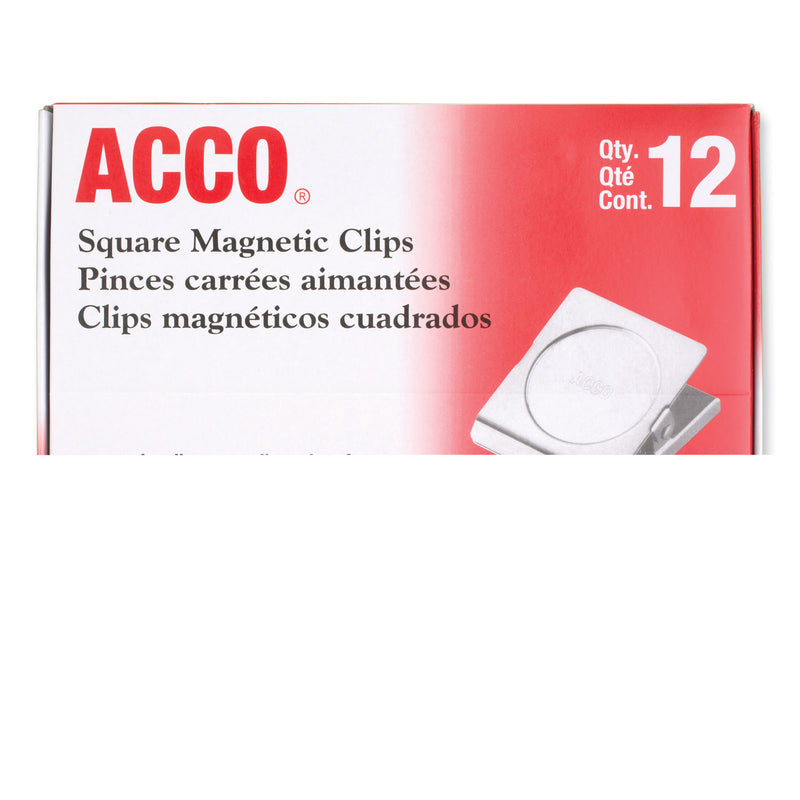 ACCO Magnetic Clip, 1.13" Jaw Capacity, Silver, 12/Pack