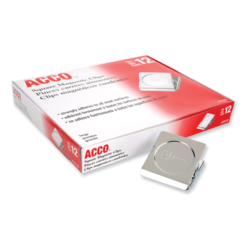 ACCO Magnetic Clip, 1.13" Jaw Capacity, Silver, 12/Pack