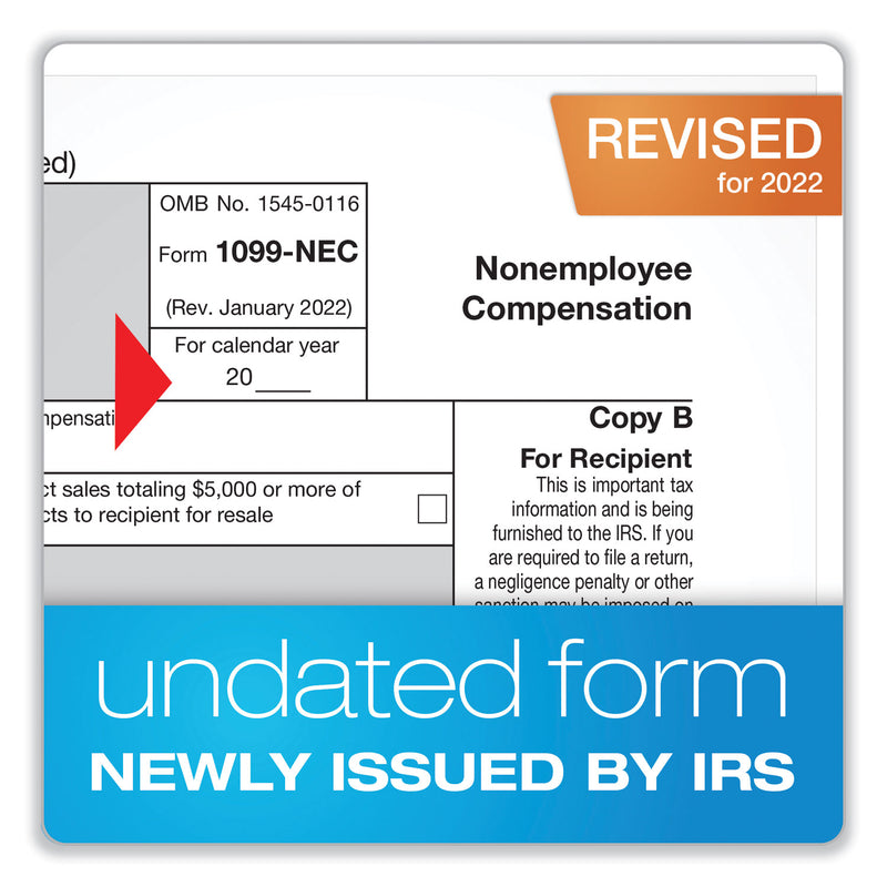 Adams Five-Part 1099-NEC Online Tax Kit, Five-Part Carbonless, 3.66 x 8.5, 15/Pack