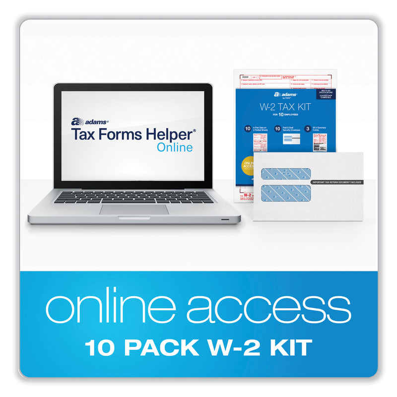 Adams Six-Part W-2 Online Tax Kit, Six-Part Carbonless, 5.5 x 8, 10/Pack