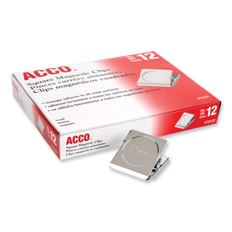 ACCO Magnetic Clips, 0.88" Jaw Capacity, Silver, 12/Pack