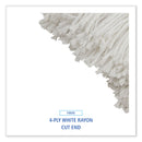 Boardwalk Cut-End Lie-Flat Wet Mop Head, Rayon, 24oz, White