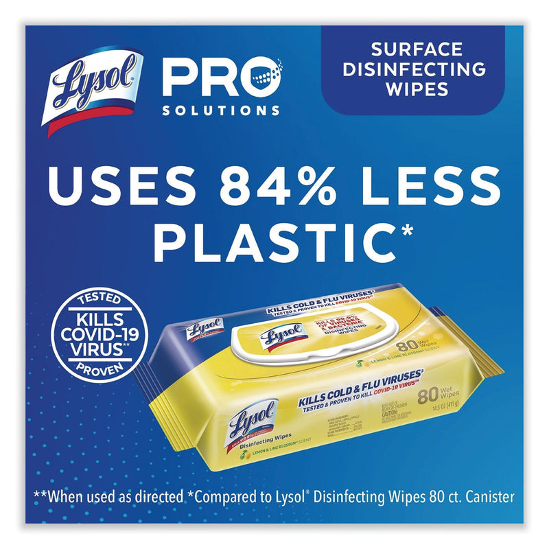 LYSOL Disinfecting Wipes Flatpacks, 6.69 x 7.87, Lemon and Lime Blossom, 80 Wipes/Flat Pack