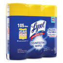 LYSOL Disinfecting Wipes, 7 x 7.25, Lemon and Lime Blossom, 35 Wipes/Canister, 3 Canisters/Pack