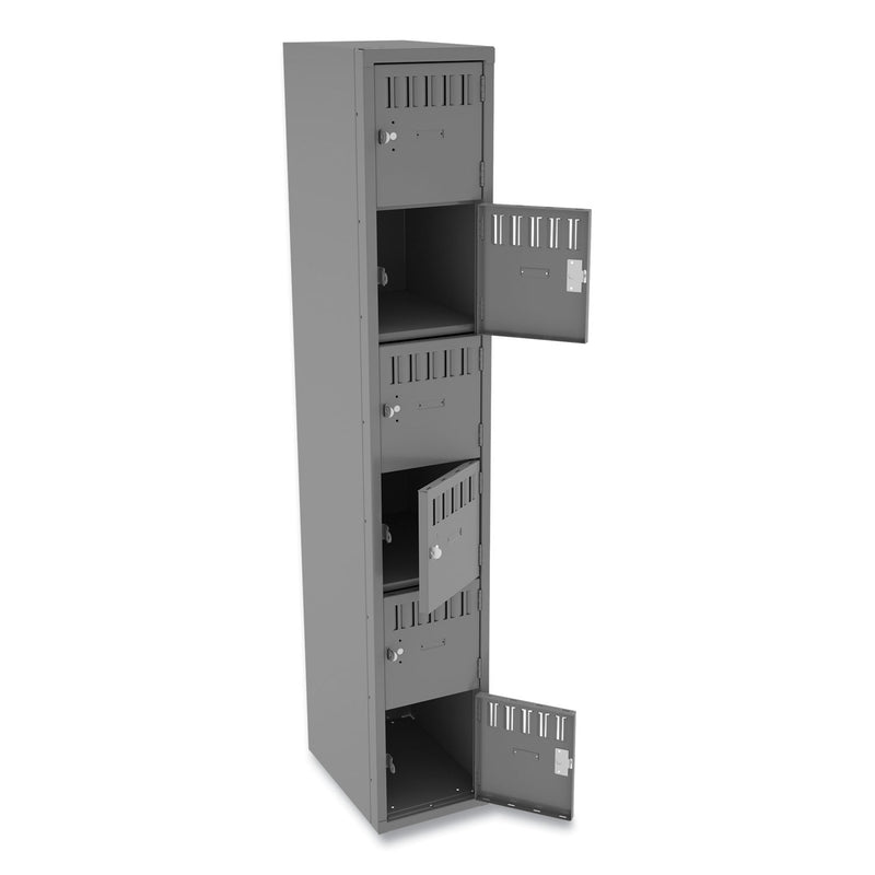 Tennsco Box Compartments, Single Stack, 12w x 18d x 72h, Medium Gray