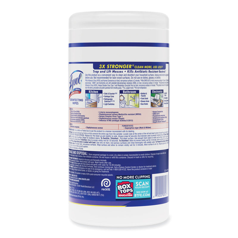 LYSOL Disinfecting Wipes, 7 x 7.25, Early Morning Breeze, 80 Wipes/Canister, 6 Canisters/Carton