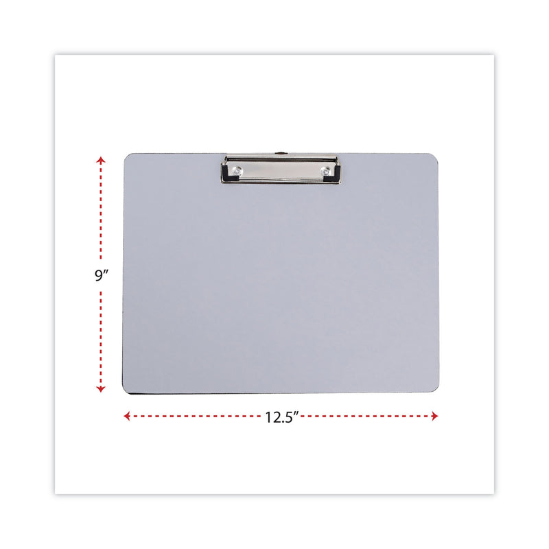 Universal Plastic Brushed Aluminum Clipboard, Landscape Orientation, 0.5" Clip Capacity, Holds 11 x 8.5 Sheets, Silver