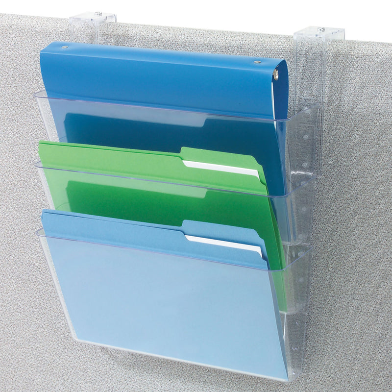 deflecto DocuPocket Three-Pocket File Partition Set with Brackets, 3 Sections, Letter Size, 13" x 4" x 20", Clear, 3/Set