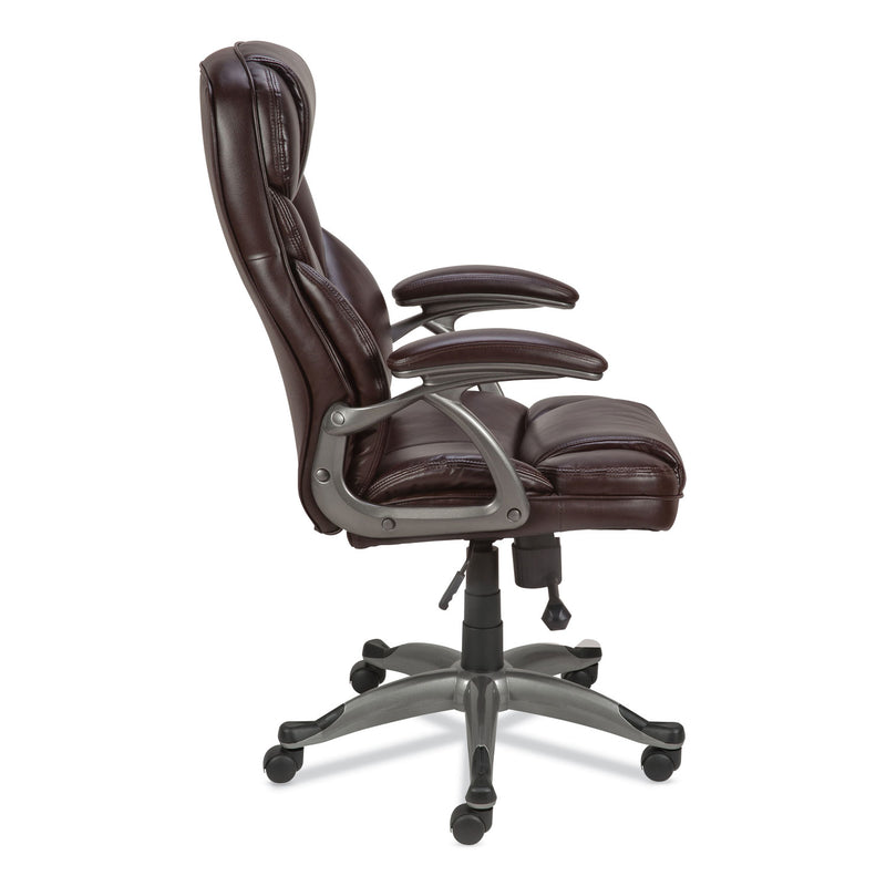 Alera Birns Series High-Back Task Chair, Supports Up to 250 lb, 18.11" to 22.05" Seat Height, Brown Seat/Back, Chrome Base