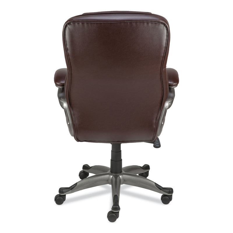 Alera Birns Series High-Back Task Chair, Supports Up to 250 lb, 18.11" to 22.05" Seat Height, Brown Seat/Back, Chrome Base