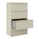 Alera Lateral File, 4 Legal/Letter-Size File Drawers, Putty, 30" x 18.63" x 52.5"