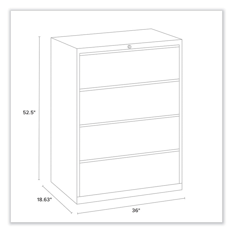 Alera Lateral File, 4 Legal/Letter/A4/A5-Size File Drawers, Charcoal, 36" x 18.63" x 52.5"