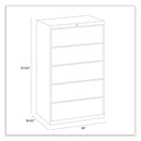 Alera Lateral File, 5 Legal/Letter/A4/A5-Size File Drawers, Charcoal, 36" x 18.63" x 67.63"