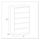 Alera Lateral File, 5 Legal/Letter/A4/A5-Size File Drawers, Light Gray, 36" x 18.63" x 67.63"