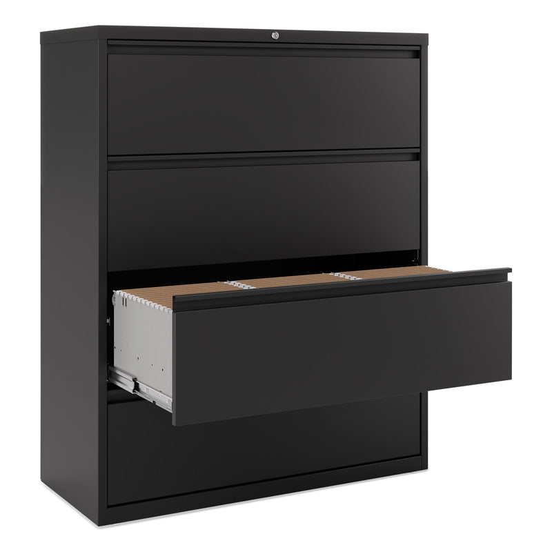 Alera Lateral File, 4 Legal/Letter-Size File Drawers, Black, 42" x 18.63" x 52.5"