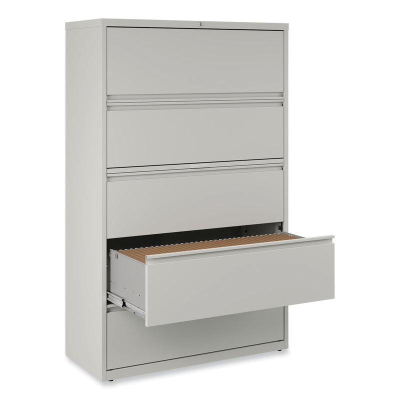 Alera Lateral File, 5 Legal/Letter/A4/A5-Size File Drawers, 1 Roll-Out Posting Shelf, Light Gray, 42" x 18.63" x 67.63"