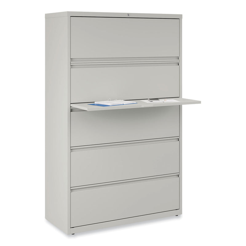 Alera Lateral File, 5 Legal/Letter/A4/A5-Size File Drawers, 1 Roll-Out Posting Shelf, Light Gray, 42" x 18.63" x 67.63"