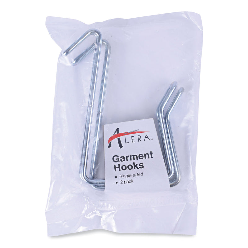 Alera Single Sided Partition Garment Hook, Steel, 0.5 x 3.13 x 4.75, Over-the-Door/Over-the-Panel Mount, Silver, 2/Pack