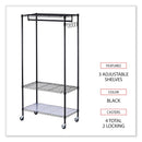 Alera Wire Shelving Garment Rack, 30 Garments, 36w x 18d x 75h, Black