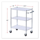 Alera Three-Shelf Wire Cart with Liners, Metal, 3 Shelves, 600 lb Capacity, 34.5" x 18" x 40", Silver