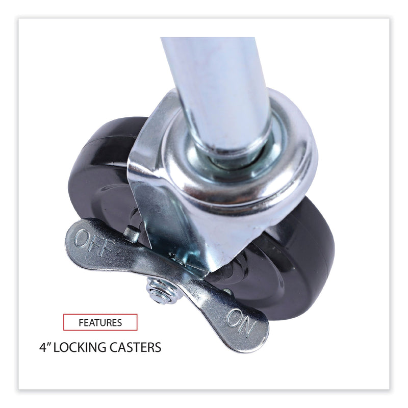 Alera Three-Shelf Wire Cart with Liners, Metal, 3 Shelves, 600 lb Capacity, 34.5" x 18" x 40", Silver