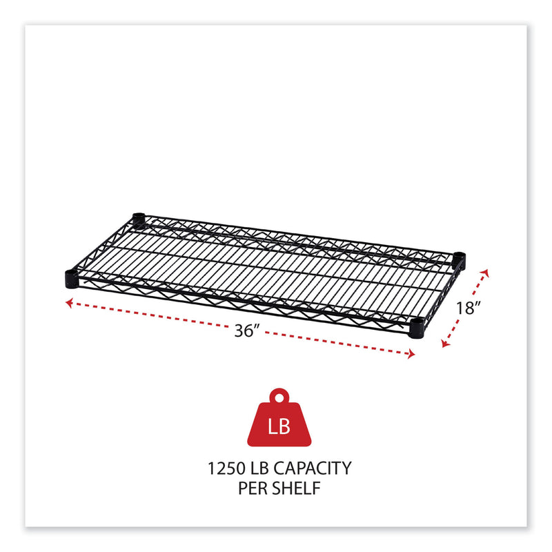 Alera Industrial Wire Shelving Extra Wire Shelves, 36w x 18d, Black, 2 Shelves/Carton