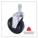 Alera Optional Casters for Wire Shelving, Hooded Design with Integrated Bumpers, Grip Ring Stem, 5" Wheel, Black, 4/Set (2 Locking)