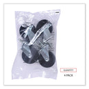 Alera Optional Casters for Wire Shelving, Grip Ring Stem, 3" Wheel, Black, 4/Set (2 Locking)