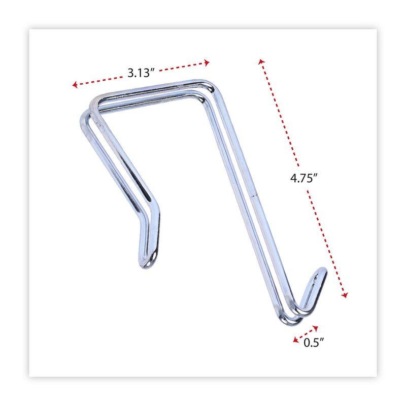 Alera Single Sided Partition Garment Hook, Steel, 0.5 x 3.13 x 4.75, Over-the-Door/Over-the-Panel Mount, Silver, 2/Pack
