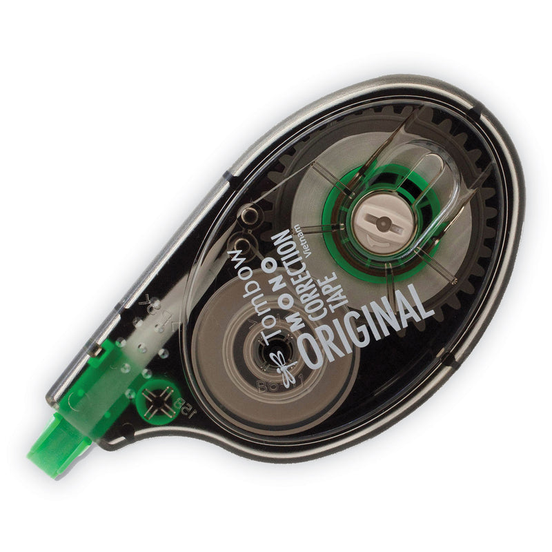 Tombow MONO Correction Tape, Gray/Clear Applicator, 0.17" x 394", White Tape, 10/Pack