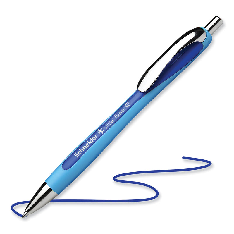 Schneider Slider Rave XB Ballpoint Pen, Retractable, Extra-Bold 1.4 mm, Blue Ink, Blue/Light Blue Barrel